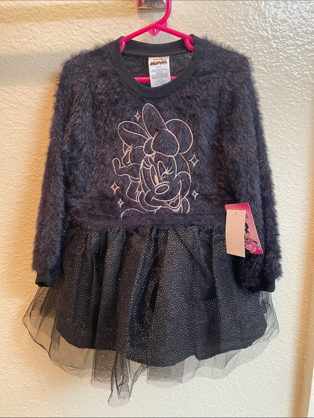 Disney Black Fuzzy Minnie Mouse Tulle Dress